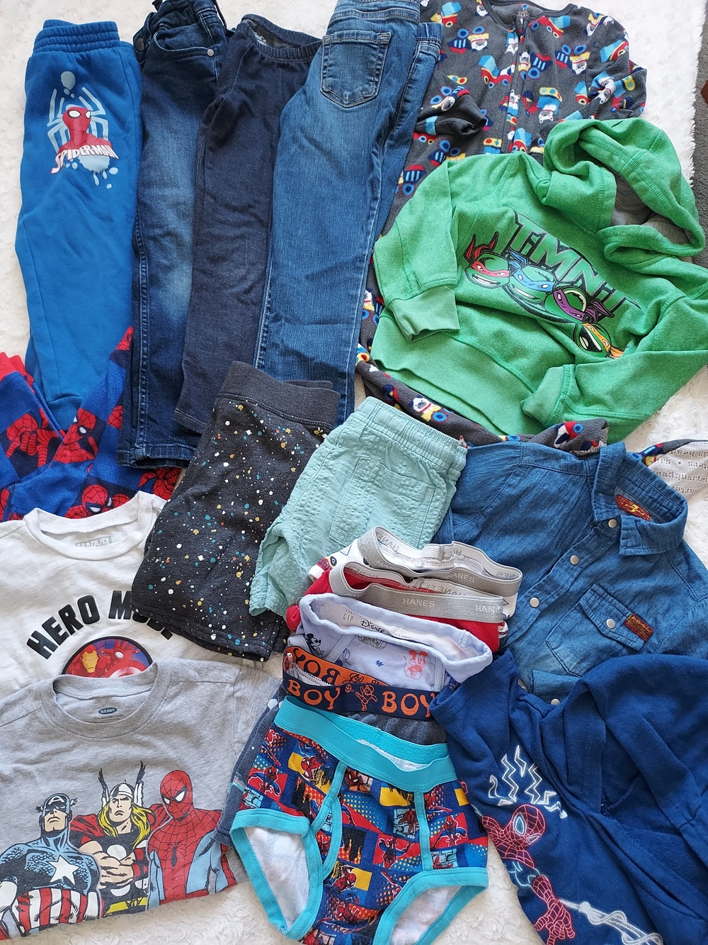 BUNDLE (18 pcs) Boys 4T-6 Mixed Clothing Lot TMNT Spiderman School Play Everyday